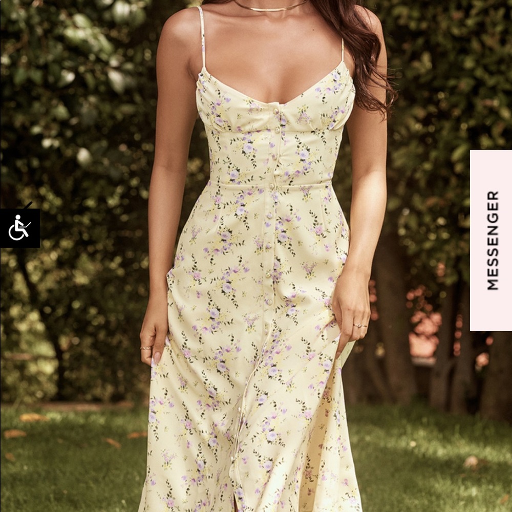 House of CB Annabella Lemon Floral Midi Sun dress